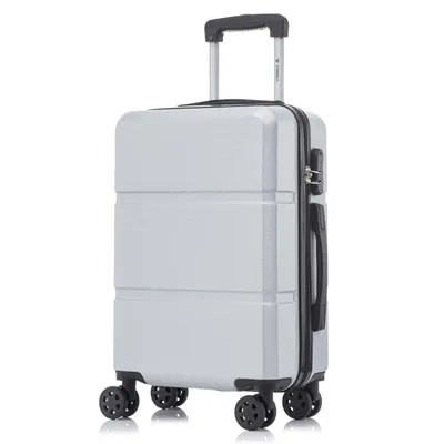 Produktbild von Koffer Trolley Reisekoffer Suitcase, Rollkoffer Handgepäck ,mit 4 Rollen360°, Hartschalenreisekoffer, Zahlenschloss, Weicher Gummigriff(XL, Silber)