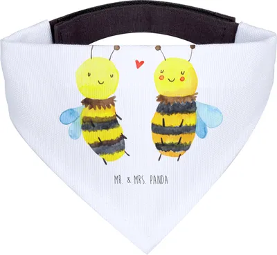 Produktbild von Mr. & Mrs. Panda Halstuch Biene Verliebt - Weiß - Geschenk, Bandana für Hunde, Hund, Hundehalstuch, Tuch