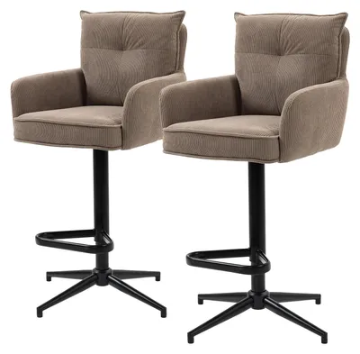 Produktbild von home24 Barstuhl - 2er-Set - Höhenverstellbar - Cord / Eisen
