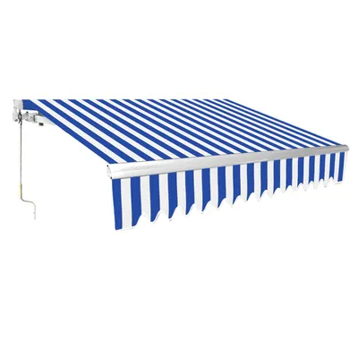 Immagine prodotto di Tenda da sole a braccio articolato TolleTour 300x250 cm Tenda da sole per terrazza per protezione dal sole e dalla pioggia, tenda da balcone con manovella blu/bianca