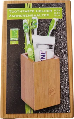 Produktbild von Zahnbürstenhalter Zahncremehalter Organizer Bambus 6,5 x 6,5 x 11cm
