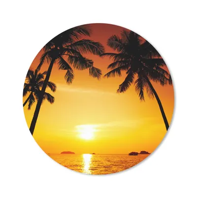 Produktbild von MuchoWow® Mauspad Mousepad Palme - Sonnenuntergang - Strand - Orange - Tropisch 20x20 cm - Mousepads - Maus Mat - Pad - Mausunterlage - Schreibtischmatte