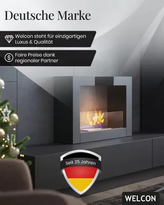 Produktbild von Bioethanol Kamin & Fireplace Göteborg | Ethanol Standkamin | Raumtrenner oder Einbaukamin in schwarz | Sicherheitsbrenner