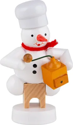 Imagen del producto de Muñeco de nieve panadero con molinillo de café (8 cm) de Zenker Volkskunst