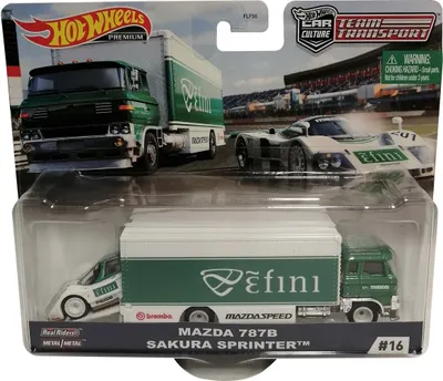 Obrázok produktu pre Mattel GJT36 Hot Wheels Premium Mazda 787B Sakura Sprinter zelený Car Culture Team Transporter Truck Transporter and Race Car