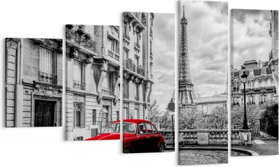Produktbild von Bild auf Leinwand - Leinwandbild - Auto Eiffle Straße Gebäude - 100x60cm - Wand Bild - Wanddeko - Leinwanddruck - Bilder - Kunstdruck - Wanddekoration - Leinwand bilder - Wandkunst - EG100x60-3214
