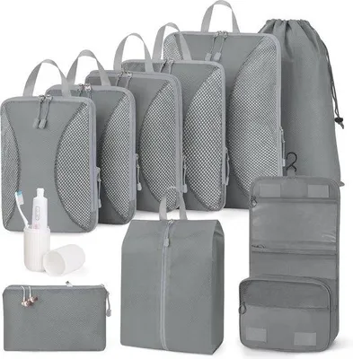Productafbeelding van Famanu Compressieverpakking set van 10 - Kofferorganizer voor reizen