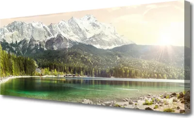 Produktbild von Tulup Leinwand-Bilder 125x50 Wandbild Canvas Kunstdruck Gebirge Wald See Landschaft