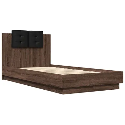 Produktbild von Bettgestell mit Kopfteil Braun Eiche 75x190 cm Holzwerkstoff