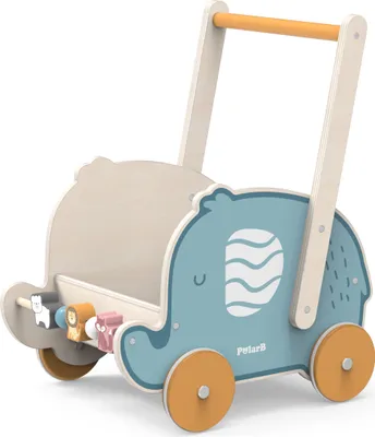 Produktbild von VIGA PolarB 2-in-1-Holzwagen: Lauflernwagen und Schiebewagen – Elefant