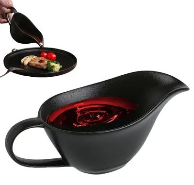 Porzellan-Sauciere 280 ml mit Henkel, schwarz