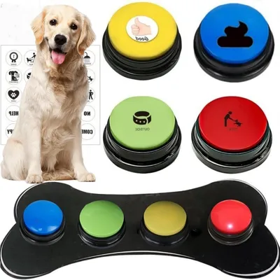 Produktbild von Sprechknöpfe für Hunde, Signaltöner für die Haustierkommunikation zur Interaktion mit Ihrem Hund (4er-Pack mit Kissen)