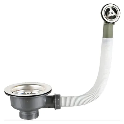 Immagine prodotto di Solidchoice - Scarico per lavello da cucina in acciaio inossidabile con troppolo rotondo da 114 mm
