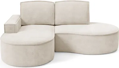 Produktbild von DomoHome Ecksofa MOLLY Ohne Schlaffunktion – Halbkreisförmig, Curio-Bouclé-Stoff, Mit Losen Rückenkissen, Weicher Bouclé-Bezug, 210x157x88 cm, Linke SeiteBeige