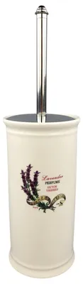 Produktbild von Landhaus Vintage BADSET Lavendel Badezimmer ZUBEHÖR Set: (WC Bürste) Seifenspender, Zahnputzbecher, Kosmetikeimer, WC Bürste, Seifenschale, Mülleimer