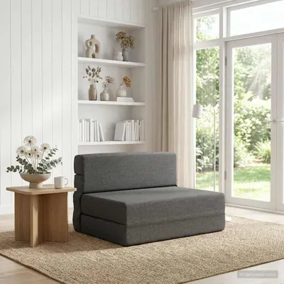 Zdjęcie produktu dla vidaXL Rozkładana sofa, jasnoszara, 100 x 80 x 60 cm, materiał