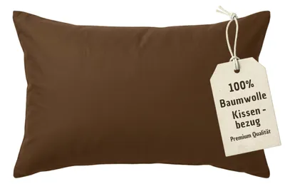 Produktbild von Kissenbezug 40x60 cm Braun | 100% Baumwolle | Atmungsaktive PREMIUM Kissenhülle mit verdecktem Reißverschluss