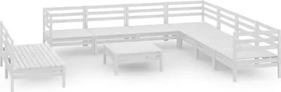 Immagine prodotto di vidaXL Set da giardino lounge da 10 pezzi in legno massello di pino bianco