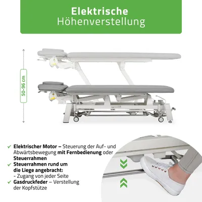 Produktbild von Habys Proxima V4 Ergo | Elektrische Massageliege Therapieliege | Handfernbedienung Steuerrahme | Höhenverstellbare 4-Segmente | 198 x 68 cm