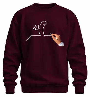 Immagine prodotto di Felpa con cappuccio, modello "Linea Osvaldo Cavandoli Balum Strichmännchen", colore bordeaux, taglia S