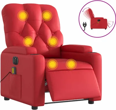 Image de vidaXL Fauteuil de massage électrique rouge similicuir