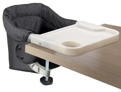 Immagine prodotto di Seggiolone pieghevole per bambini, con poggiapiedi regolabile, nero, dotato di tavolino, adatto dai 6 ai 36 mesi