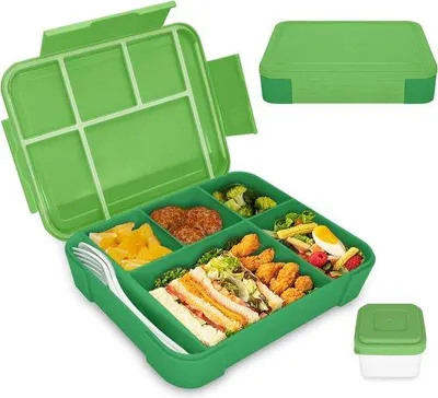 Immagine prodotto di Contenitore per il pranzo per bambini con scomparti, bento box per bambine e bambini, contenitore per snack a tenuta stagna, ideale per la scuola, l'asilo e le gite