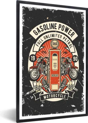 Produktbild von MuchoWow® MuchoWow® Gerahmtes Poster Mancave - Motor - Pumpe - Vintage 60x90 cm - Poster mit zchwarzem Bilderrahmen - Kunst