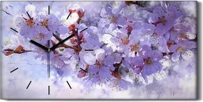 Produktbild von Leinwand Wanduhr Wandkunst Uhr Geräuschlos Kunstdruck 60x30 Malerei Zweig Blumen - schwarze Hände
