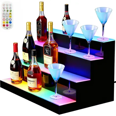 LED-Flaschenregal, 3-stufig, 67x27x23 cm, USB-beleuchtet
