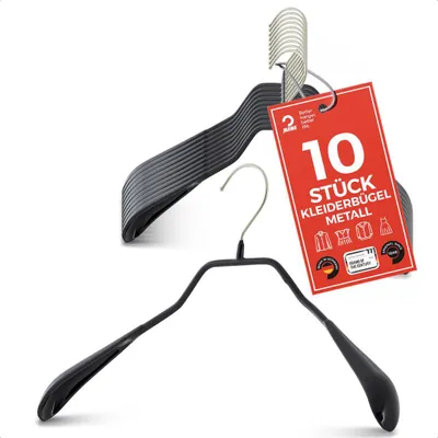 Produktbild von MAWA Metallbügel, 10er-Set, 38 cm, Schwarz, ergonomisch & stabil