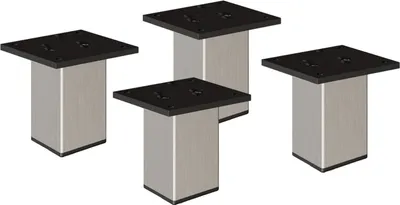 Produktbild von 4er Set sossai Aluminium Möbelfüße 100mm in Edelstahl Optik Schrankfüße Sockelfüße