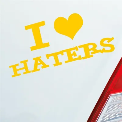 Produktbild von Auto Aufkleber I love Haters Tuning 10x4,5 cm Gelb Sticker Heckscheibenaufkleber