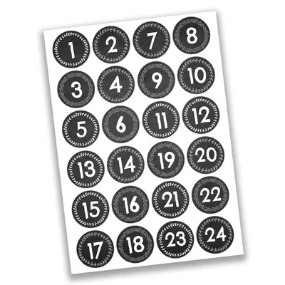 Produktbild von Papierdrachen 24 Adventskalender Weihnachtssticker - Tafel schwarz Nr 45 - Aufkleber 4cm - zum Basteln und Dekorieren