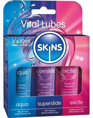 Imagen del producto de SKINS - VITAL LUBES KIT LUBRICANTES AQUA, SUPERSLIDE & EXCITE 3 x 12 ML