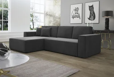 Produktbild von Ecksofa Schlafsofa Sofa CONOR PREMIUM Stoff Kronos Steel Morengo Ottomane Links