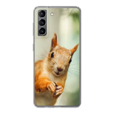 Produktbild von MuchoWow® Handyhülle Schutzhülle Hülle für Samsung Galaxy S21 Eichhörnchen - Lustig - Nuss - Kinder - Jungen - Mädchen - Kind Silikon Softcase Handy Hülle - Softcase