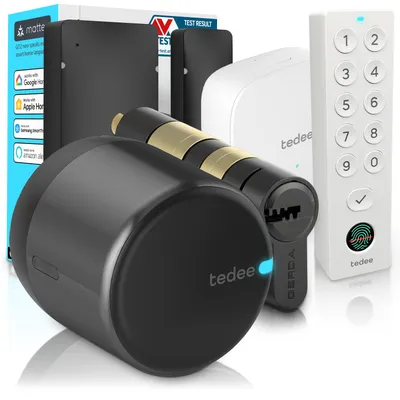 Immagine prodotto di tedee GO2 Alu Serratura Smart WiFi Completa | Impronta Digitale, Sensore Porta, Cilindro Classe 6 Antieffrazione | Matter, Alexa, Google Home, Apple HomeKit