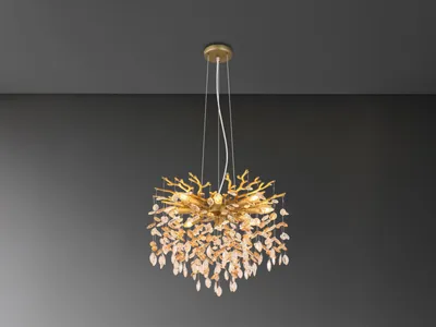 Produktbild von LED Kronleuchter Gold mit Kristall 2-farbig, Esszimmerlampe für Esstisch Ø 60cm