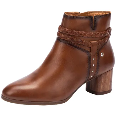 Produktbild von Pikolinos Damen Stiefelette Leder Ankle Boot Flechtoptik Nieten Calafat W1Z-8521, Größe:37 EU, Farbe:Braun