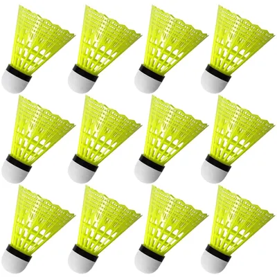 Imagen del producto de TRANKIELO® - Juego de 12 pelotas para bádminton - Plumas de nailon para uso en interiores y exteriores - Calidad premium y estabilidad