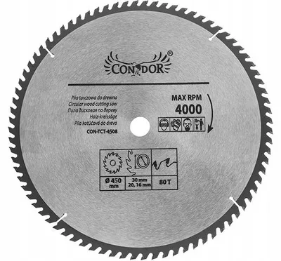 Produktbild von Condor Kreissägeblatt Hartmetall 450 mm 60 Zähne Holz