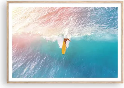 Produktbild von Gerahmtes Poster - Rahmen in heller Eiche - Surfen Welle Licht - 100x70 cm - Wand Bild - Wanddeko - Wandbilder - Kunstposter - Wandposter - Bilderrahmen - Bilder - Kunstdruck - P2NAA100x70-4409