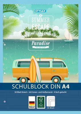 Produktbild von Schulblock / liniert / DIN A4 / gelocht / 50 Blatt