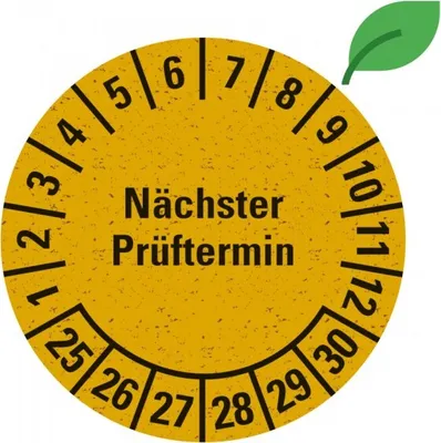 Produktbild von Dreifke® Aufkleber I Prüfplakette Nächster Prüftermin 25-30, gelb, Graspapier...