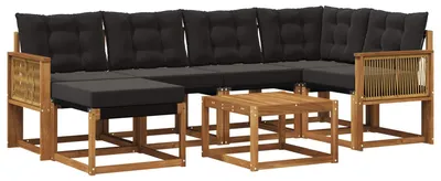 Produktbild von vidaXL Outdoor-Sofagarnitur 7 stk. Natürlich und Schwarz