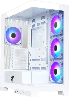 Image de itek PC Tower ATX White Case avec ventilateurs ARGB et panneau en verre trempé