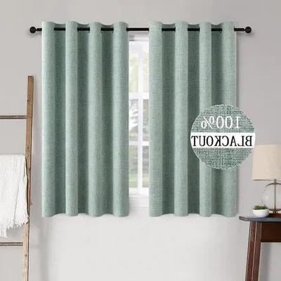 Immagine prodotto di Tende corte oscuranti con occhielli - effetto 100% lino - set da 2