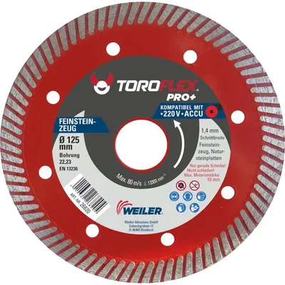 Produktbild von TOROFLEX Diamanttrennscheibe, Feinsteinzeug, Ø 115, 125 mm, Zubehör für: Winkelschleifer, Trennscheiben Durchmesser:125 x 22.23 mm