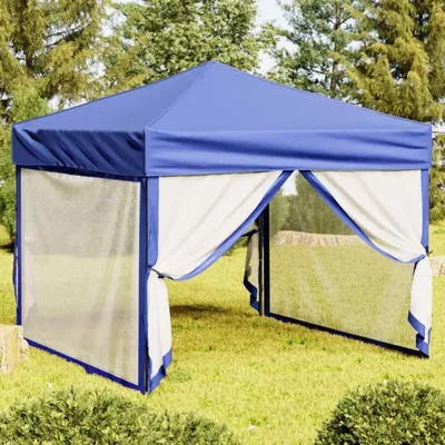 Immagine prodotto di The Living Store Tenda per feste pieghevole con pareti laterali blu 3x3 m